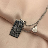 Maytrends Vintage Stainless Steel Square Pendant Horoscope 12 Constellations Necklace Female Male Zodiac Sign Collar Necklace