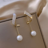 New Pearl Zircon Butterfly Stud Earrings for Woman Fashion Korean Jewelry Temperament Girl's Daily Wear Earrings