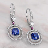 New Trendy Blue CZ Dangle Earrings for Women Temperament Elegant Lady's Earrings Wedding Anniversary Party Jewelry