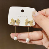 Maytrends New Style Simple Hollow-out Flower Pearl Celebrity Atmosphere Earrings Fashion Retro Earrings Earrings for Women