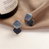 Korean square Cross Enamel Stud Earring for Women Personality Contrast Color Blue Geometric Earring Jewelry Party Pendientes