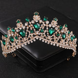 Maytrends Baroque Green Crystal Tiaras And Crowns Rhinestone Prom Bridal Wedding Hair Accessories Jewelry Crown Tiara For Women Bride Gift