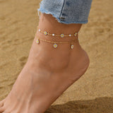 Maytrends Cute Daisy Flower Anklets for Women Beach Anklet Leg Bracelet Handmade Bohemian Foot Chain Boho Jewelry Sandals Gift