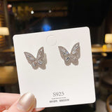 Maytrends Women Crystal Butterfly Earrings Metal Frame Jewelry Zircon Decorative Earrings Girl Vitality Halo Accessories Gifts