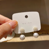 Korea New Design Fashion Jewelry Double Pearl Hook Earrings Sweet Girl Gifts Elegant Women Daily Work Accessories