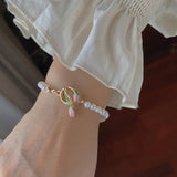 New Fashion Delicate Pearl Tulip Bracelets Women Temperament Design Senior Sense Sweet Bracelet Party Jewelry Gifts