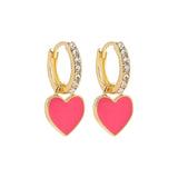 Maytrends Multicolor Love Heart Enamel Hoop Earrings for Women Fashion Geometric Circle Huggies Safety Pin Piercing Earring Party Jewelry