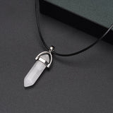 Maytrends 2Pcs/Set Luminous Hexagonal Column Heart Pendant Couple Magnetic Necklace Natural Stone Geometric Pendant Necklace Jewelry Gifts