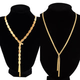 Maytrends Punk Flat Snake Chain Long Tassel Pendant Necklace Fashion Twist Chain Necklace Hip-hop Party Women's Jewelry Gift