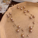 Maytrends French Vintage Style Baroque Imitation Pearl Necklace Women's Elegant Collar Chain Luxury Necklaces Jewelry Wholesale