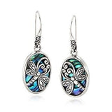 Maytrends Retro Silver Color Women's Dragonfly Earrings Inlaid with Blue Stones Dangle Earrings for Women Party Engagement Fashion Jewelry