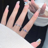 Fashion Shiny Purple Rhinestone Opening Couple Rings for Women Men Vintage Crystal Star Adjustable Ring Lover Y2K Jewelry