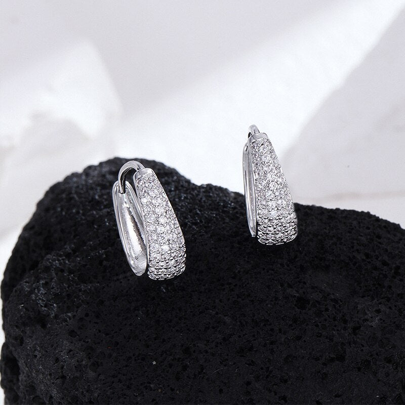 Korean Luxury Shiny Full of Rhinestones Letter D Earrings For Women Classic Simplicity Earrings Trendy Fine Jewelry Party Gifts