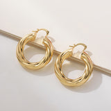 Maytrends New Minimalist Geometric Twist Hoop Earrings for Women Gold Color Chunky Circle Huggie Earring Female Creative Jewelry Gift