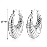 Maytrends Stainless Steel Big Circle Hoop Earrings for Women Creative Silver Plated Thread Twisted Ear Buckle Huggies Statement Jewelry