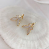 Korea Style Butterfly Clip On Earrings Without Piercing Cute No Hole Gold Color Resin Jewelry Ear Cuff Party Gift