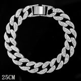 Maytrends Hip Hop Iced Out Chunky Cuban Chain Anklets For Women Luxury Rhinestone Link Ankle Bracelet Beach Barefoot Jewelry