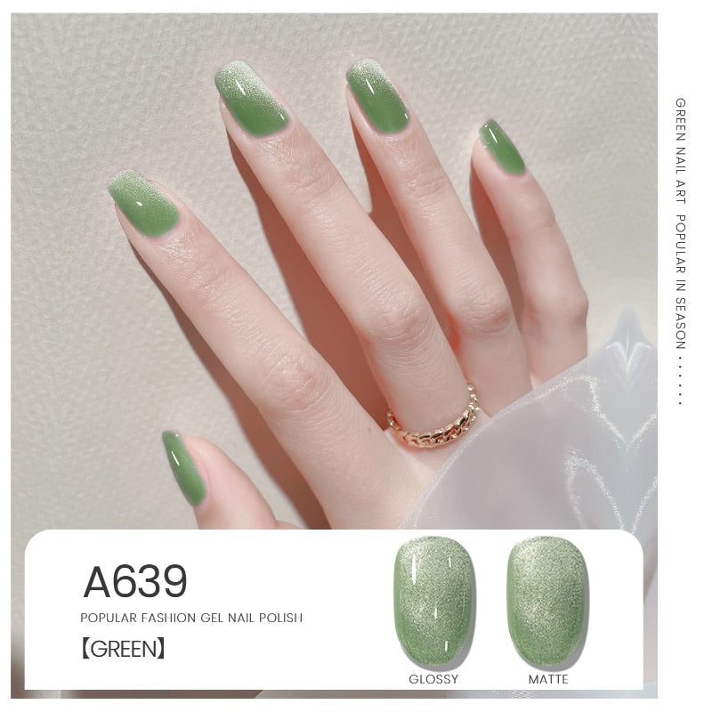 Maytrends Green Series Spring Glitter Gel Nail Polish Semi Permanent Soak Off UV LED Varnish Gel DIY for Nail Art Manicure Design