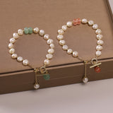 Vintage Freshwater Beads Charms Bracelets for Women Luxury Jewelry Cubic Zircon Bracelet  Bangles