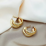 Maytrends Fashion Korean Metal Elegant Hoop Earring Woman New Vintage Geometric Statement Earrings Jewelry Brincos Gift