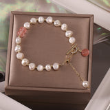 Vintage Freshwater Beads Charms Bracelets for Women Luxury Jewelry Cubic Zircon Bracelet  Bangles