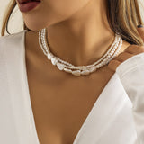 Maytrends Elegant Multilayer Irregular Baroque Pearl Clavicle Choker Necklace for Women Handmade Beads Bride Wedding Jewelry Accessories