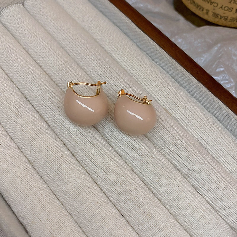 Maytrends New Pink Coffee Round Drop Ball Enamel Stud Earrings For Women Fashion Jewelry Vintage Boucle d’oreille Femme Brincos