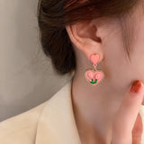 Cute and Sweet Tulip Earrings for Girls Pink Flowers Love Pendant Earrings Birthday Party Jewelry Gift Accessories