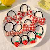 Kawaii Flower Bow Scrunchies Set Children Gift Girls Elastic Hair Rubber Bands Accessories Tie Hair Ring Rope Headdress Headwear