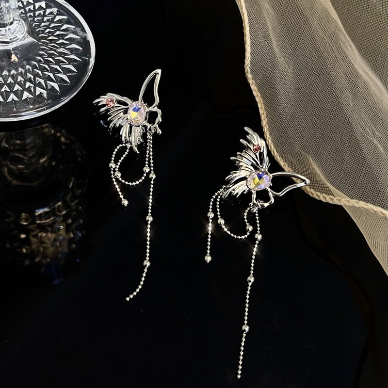 Metal Tassel Hollow Butterfly Earrings Women Irregular Ins Wind Design Sense Earring Wedding Party Jewelry Gift