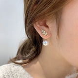 New Inlaid Rhinestone Pearl Stud Earrings Women Personality Fashion Unique Design Earrings Wedding Jewelry Birthday Gift