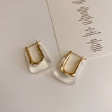 New Gold Silver Color Earring For Women Mixed Solid Heart Pendant Hoop Earrings Street Style Korean Fashion Jewelry