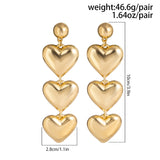 Maytrends Exaggerate Metal Heart Chain Long Drop Earrings Gothic Simple Big Earrings Punk Party For Women Aesthetics Jewelry Gift