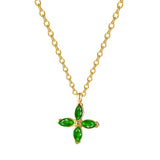 Maytrends Vintage Elegant Green Crystal Zircon Pendant Necklace for Women Love Heart Stainless Steel Chain Necklaces Fashion Jewelry