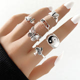 Maytrends Gothic Skeleton Unisex Ring Set Punk Grunge Butterfly Frog Woman Man Jewelry Hip Hop Party Street Ring Accessories New Gift