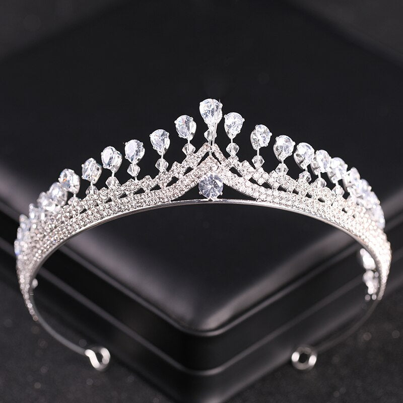 Maytrends Silver Color Crystal Tiaras And Crowns For Bride Women Party Queen Bridal Wedding Hair Accessories Jewelry Headpiece Crown Tiara