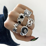 Maytrends Gothic Skeleton Unisex Ring Set Punk Grunge Butterfly Frog Woman Man Jewelry Hip Hop Party Street Ring Accessories New Gift