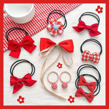 Kawaii Flower Bow Scrunchies Set Children Gift Girls Elastic Hair Rubber Bands Accessories Tie Hair Ring Rope Headdress Headwear