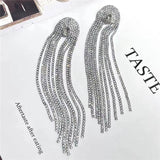 Maytrends Europe And America New Exaggerated Full Rhinestone Tassel Earrings For Women Party Wedding Statement Jewelry Long Earings Gifts