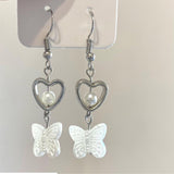 Maytrends Harajuku Hollow Out Heart Butterfly Drop Earrings For Women Girl Animal Cute Romantic Party Dangle Earrings Fashion Jewelry New