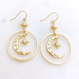New Moonstone Moon Sun Dangling Earrings Women Fashion Personality Hundred Exaggerated Earring Party Jewelry Gift