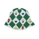 Maytrends New Hand Woven Crochet Flower Bucket Hats Women Autumn Cotton Yarn Soft Fisherman Hat Lady Plaid Color Matching Beach Hats