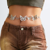 Maytrends Punk Metal Three-dimensional Hollow Butterfly Waist Chain Trend Metal Body Chain Hip-hop Sexy Summer Beach Jewelry