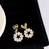 Korean Asymmetric Love Earrings Love Letter Fantasy Flower Temperament Simple Daily Earrings Birthday Party Gift Accessories