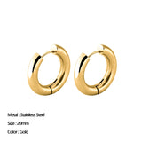 Maytrends Classic Stainless Steel Ear Buckle for Women Trendy Gold Color Small Large Circle Hoop Earrings Punk Hip Hop Jewelry Accessories