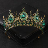 Maytrends Baroque Green Crystal Tiaras And Crowns Rhinestone Prom Bridal Wedding Hair Accessories Jewelry Crown Tiara For Women Bride Gift