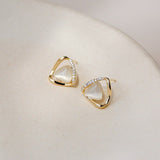 Blue Opal Stud Earrings For Women Korean Light Luxury Zircon Pearl Fashion Crystal Imitation Pearl Sweet Earring Girl Jewelry