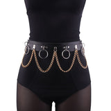 Maytrends Sexy Women Gothic Hiphop Belt With Chain Harajuku Punk Style Jk Waist Adjustable Disco Dancing Pu Dress Jeans Waist Chain