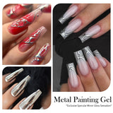 Sliver Metal Effect Line Flower Drawing Gel Soak Off Transparent Colors 5g Painting Gel Polish UV Nail Art Gel Varni