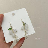 Sweet Temperament Small Fresh White Lily Of The Valley Flower Earrings Elegant And Gentle Earrings